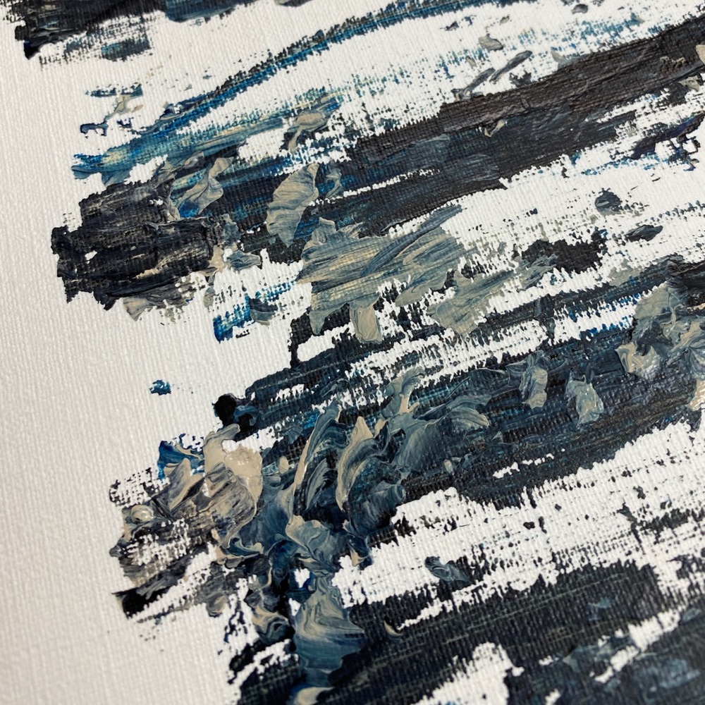 Abstract Acrylic Original Painting On Canvas Paper 9X12 Wall Art Blue Black - Picture 7 of 7